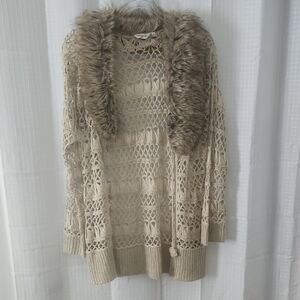 True Grit Sz L Bohemian,country-western. Crocheted Cardigan.